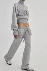 Frühling Sommer Frauen Kleidung Stehkragen Lose Taschen Dekorative Pullover